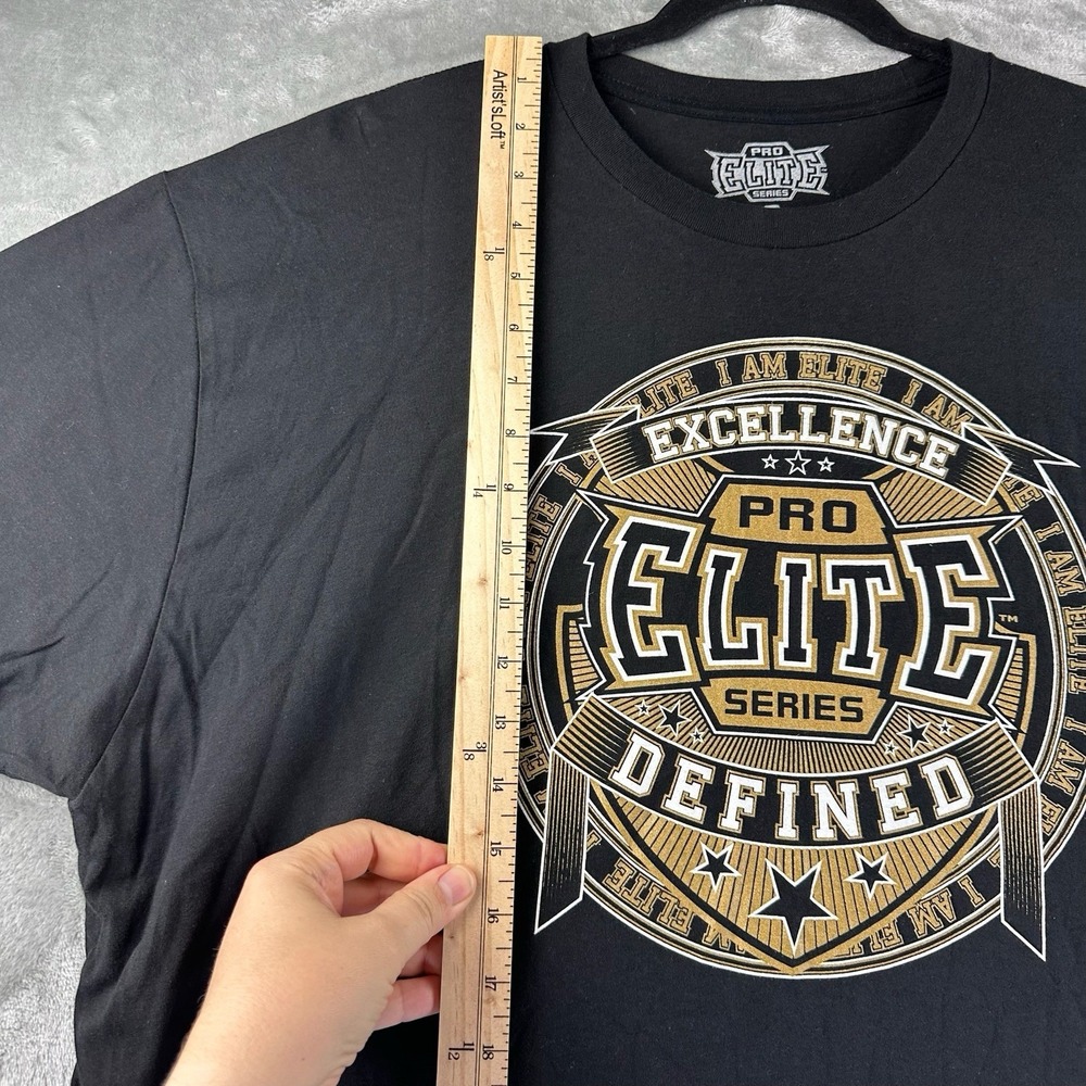 Pro Elite Series T-Shirt Men's XXL Black w/ Gold & White Graphic Print - Picture 4 of 7